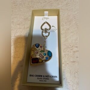 Etta Vee Heart Bag Charm Key Chain with Glass Stones